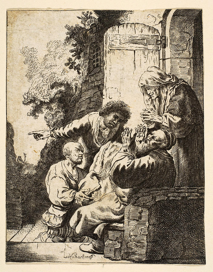 Josephs Coat Brought to Jacob Drawing by Johann Georg Hertel