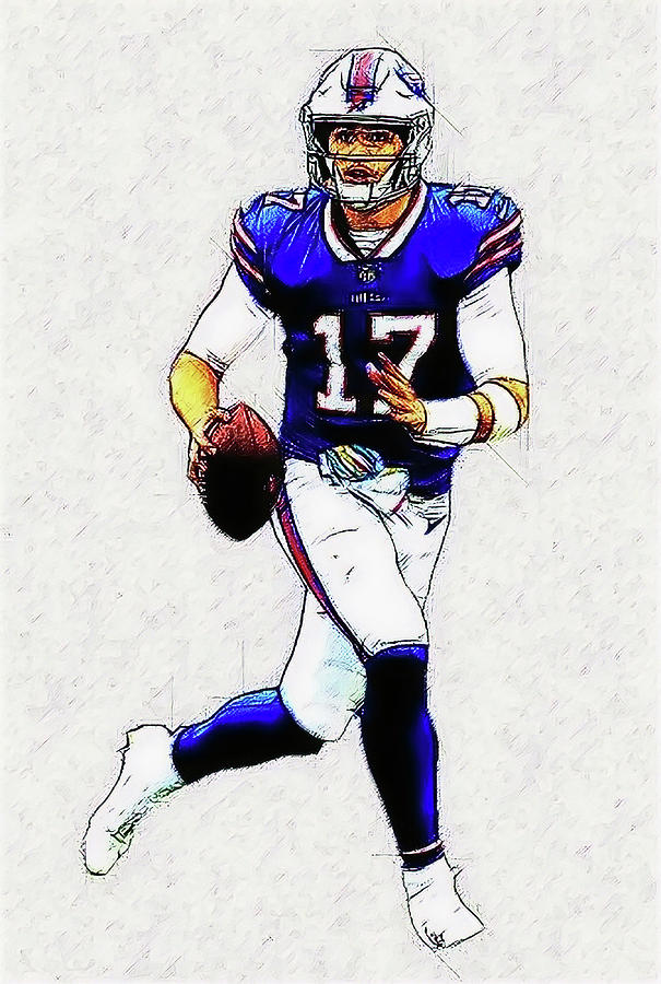 Josh Allen Bills QB CP Sketch 2 Digital Art by Bob Smerecki - Fine Art