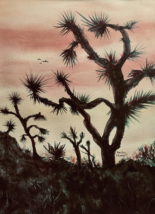 Joshua Trees Painting - Joshua Tree at Dusk by Marilyn  Clement