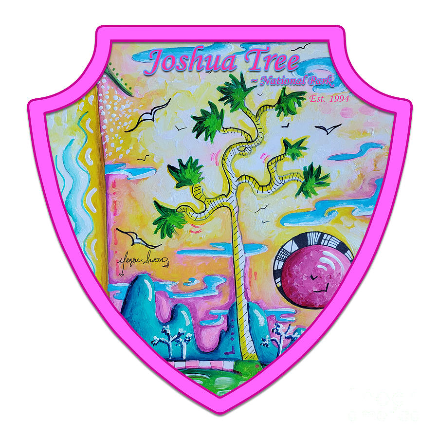 Joshua Tree National Park Original Travel PoP Art Badge Sticker Painting by Megan Aroon