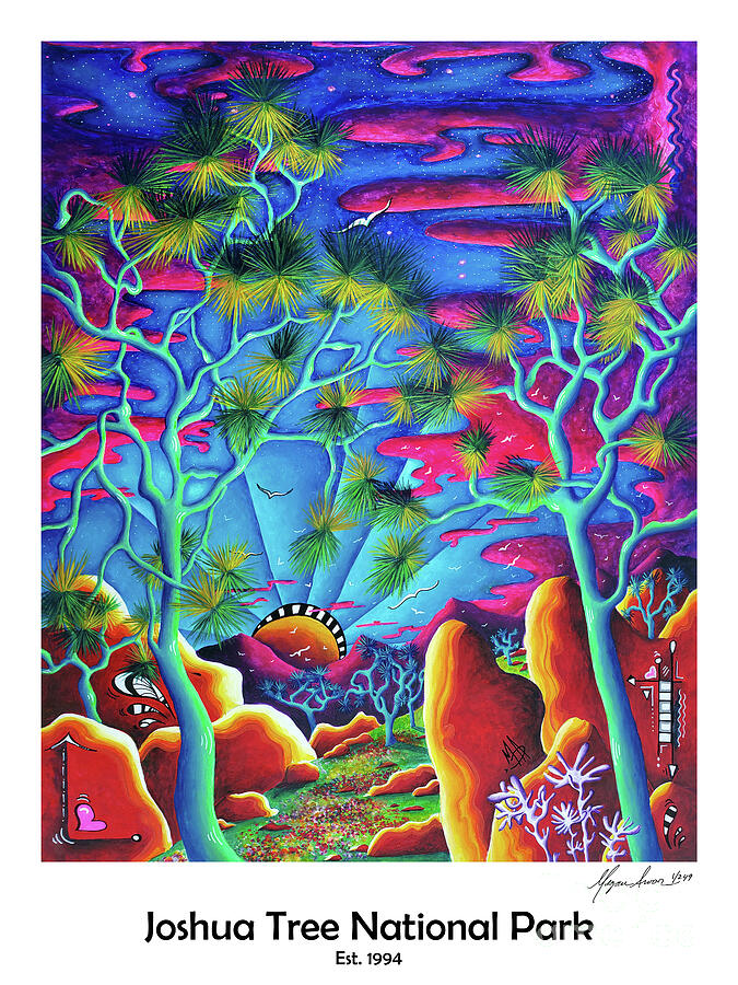 Joshua Tree National Park PoP Art Style Original Travel Painting by MeganAroon Painting by Megan Aroon
