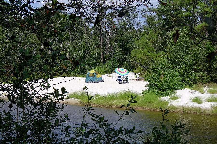 Jourdan River Sandbar Camping Photograph by Kathy K McClellan