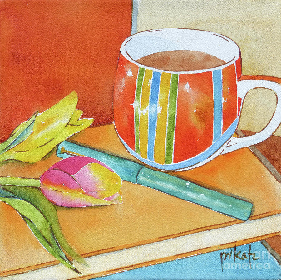 Journal And Java Painting by Pat Katz