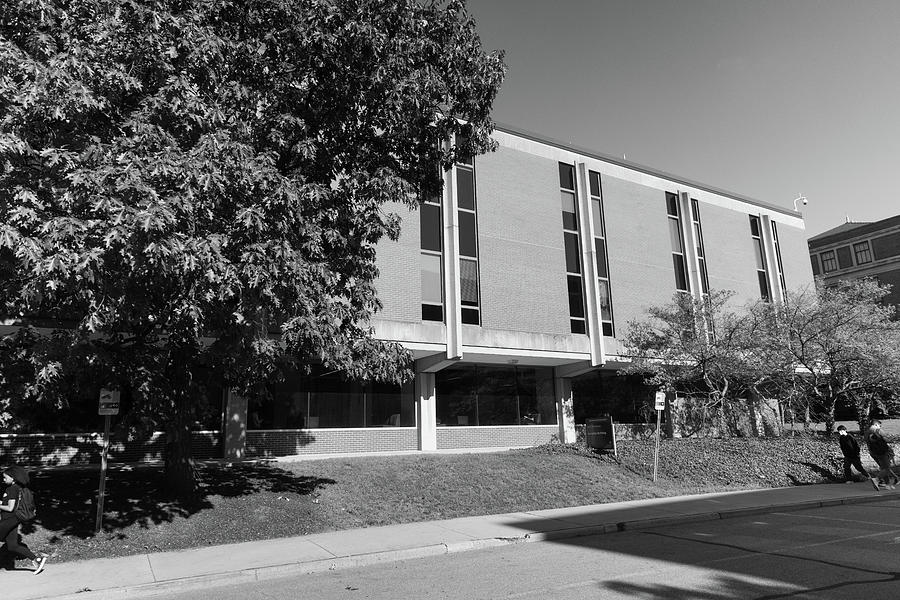 Journalism Building at Ohio State University in black and white Photograph by Eldon McGraw