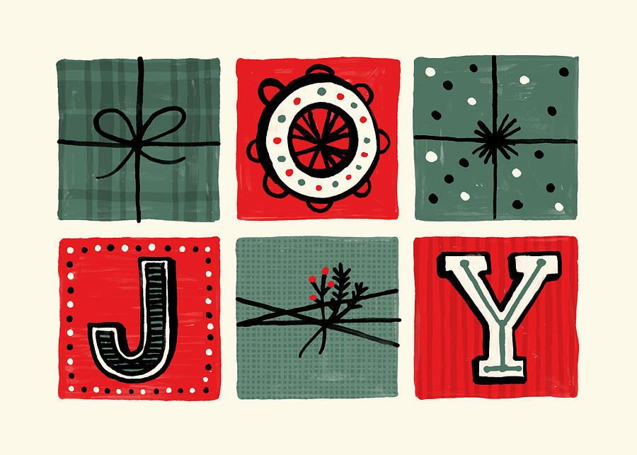 Joy Christmas Greeting Card Art by Jen Montgomery Painting by Jen Montgomery