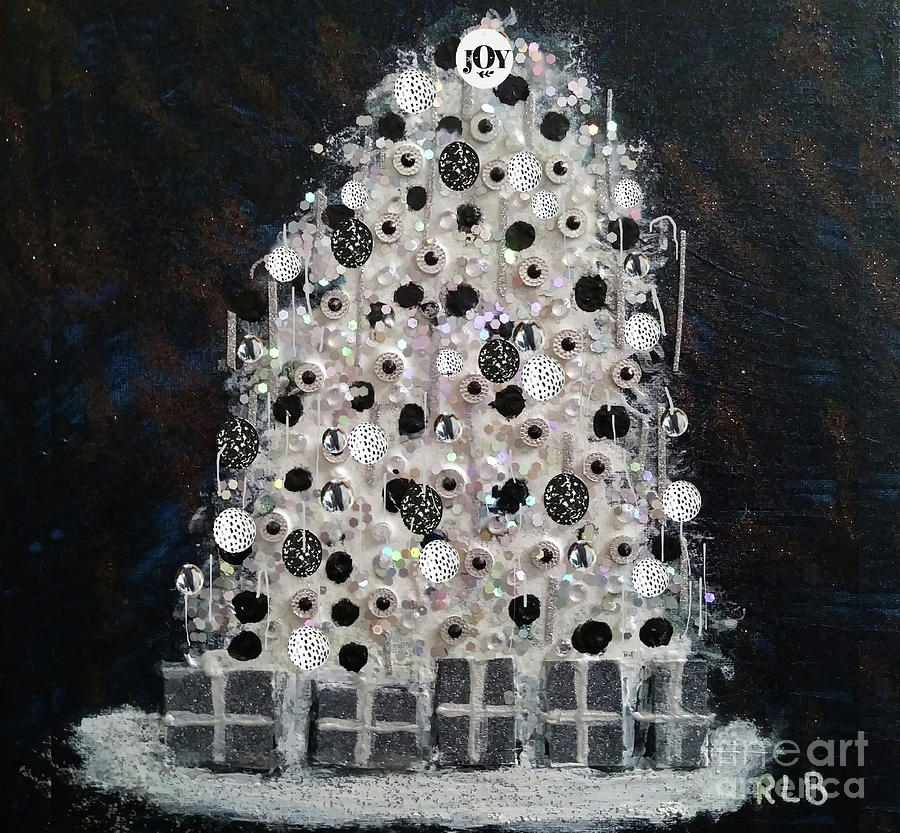 Joy Christmas Tree Painting by Rita Brown