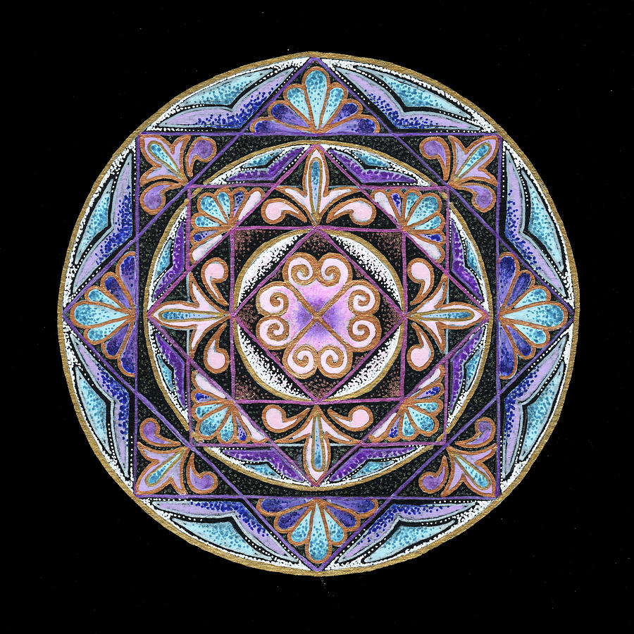 Geometric Mandala Painting - Joy - fine art prints by Keiko Katsuta