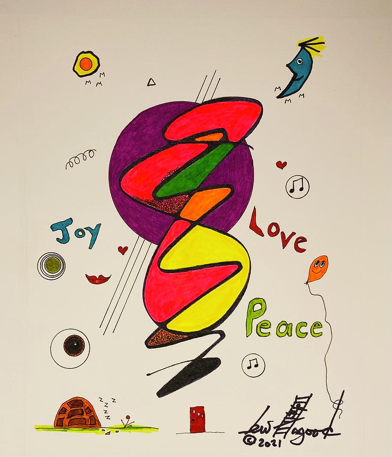 Joy Love Peace 1114 Mixed Media by Lew Hagood