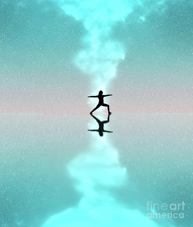Joy of yoga and peace as a woman dances and dows yoga in a spiri Digital Art by Timothy OLeary