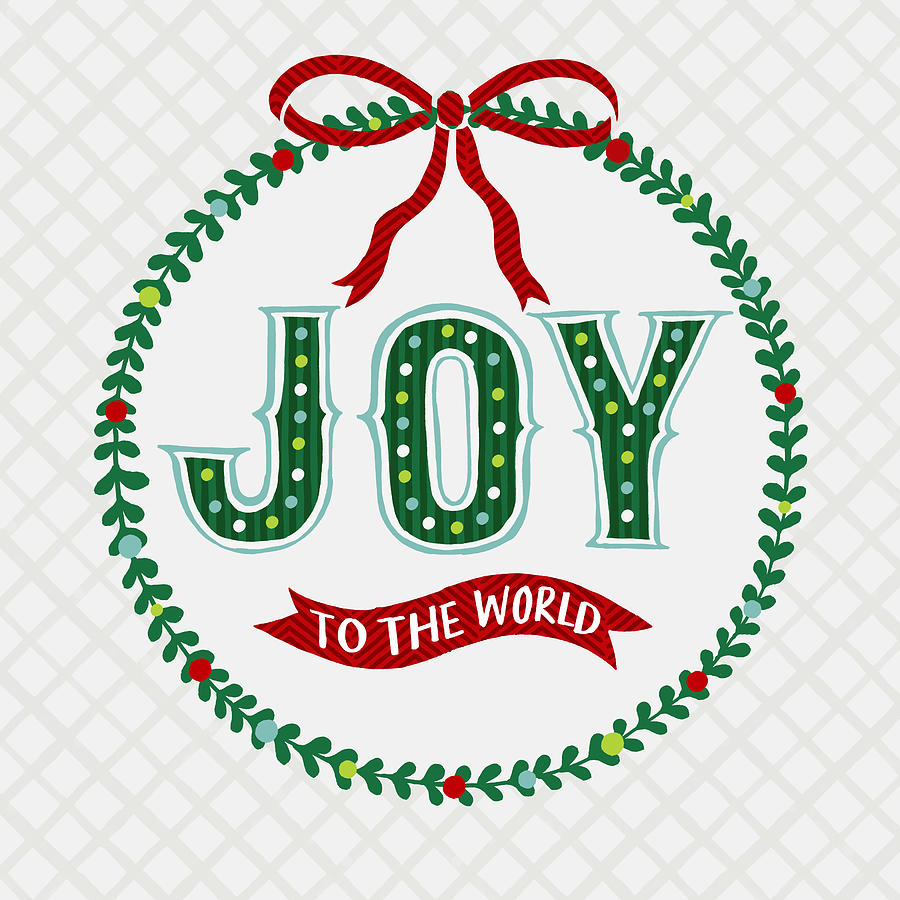 Joy to the World Wreath - Christmas art by Jen Montgomery Painting by Jen Montgomery