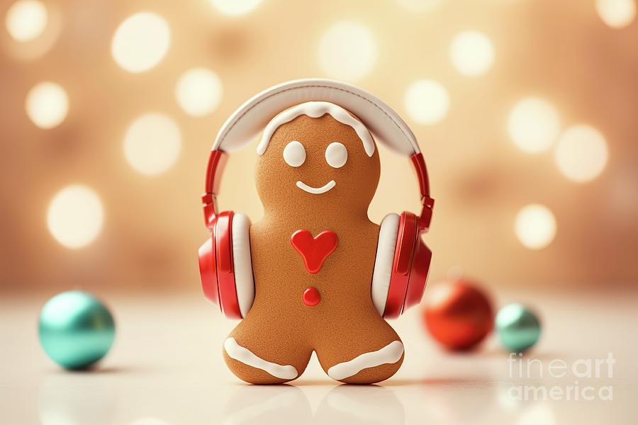 Joyful Festivities with a Funny Gingerbread Man Cookie on a Merry Christmas Background. AI Generated Photograph by Joaquin Corbalan