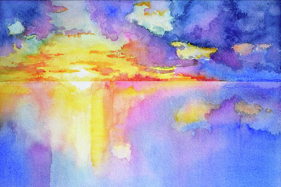 Ocean Sunset Painting - Joyful Reflections by Hanne Lore Koehler
