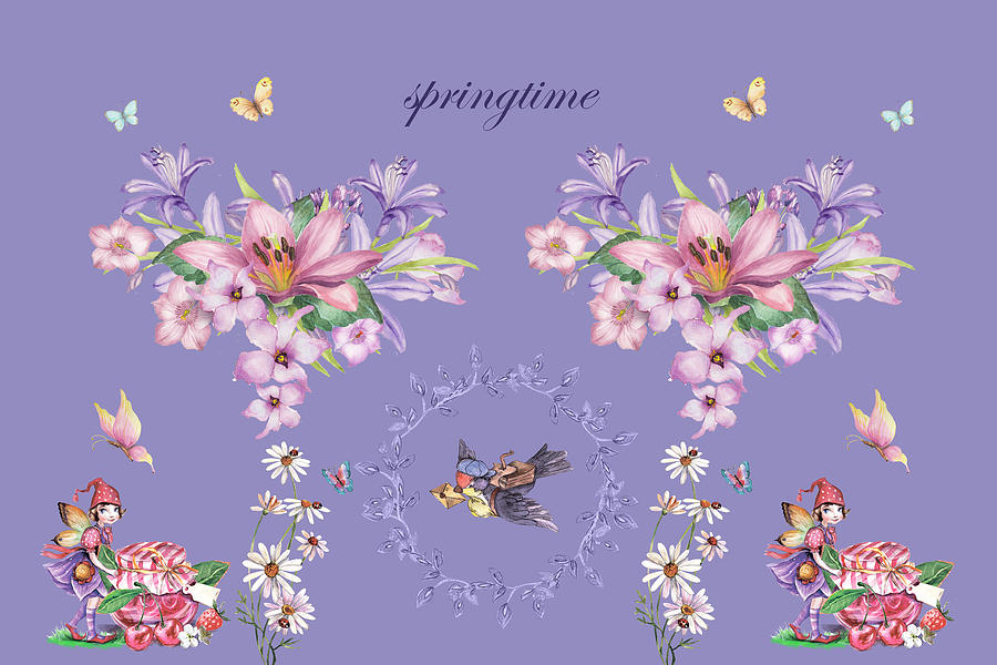 Spring Digital Art - Joyful Springtime Design 2 by Johanna Hurmerinta