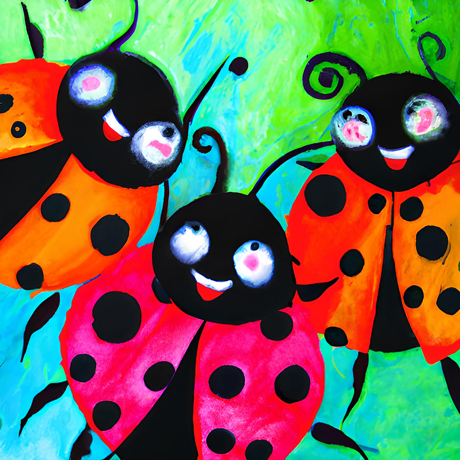 Joyous Ladies Ladybugs Digital Art by Amalia Suruceanu