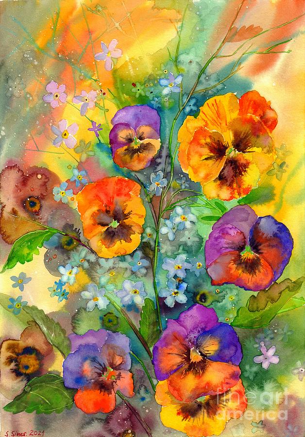 Flower Painting - Joyous Pansies by Suzann Sines