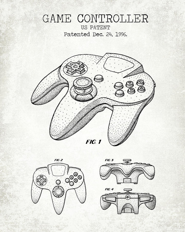 Vintage Digital Art - Joystick old patent by Dennson Creative