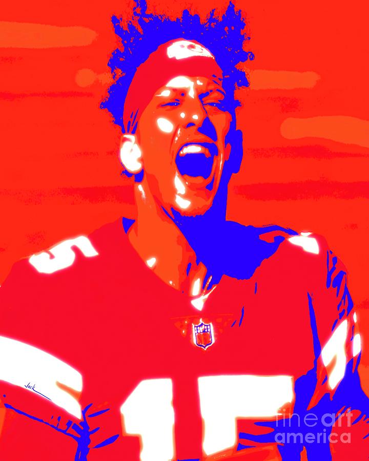 Chiefs Painting - Jubilant Mahomes by Jack Bunds Chiefs Painting - Jubilant Mahomes by Jack Bunds