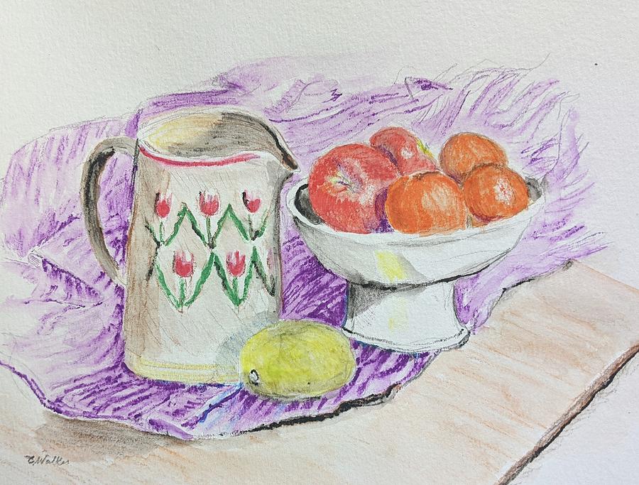 Jug and Fruit  Painting by Chris Walker