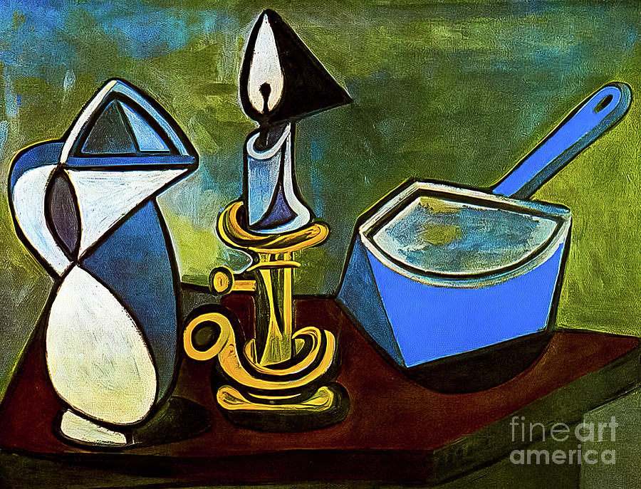 Jug, Candle And Enamel Pin By Pablo Picasso 1945 Painting