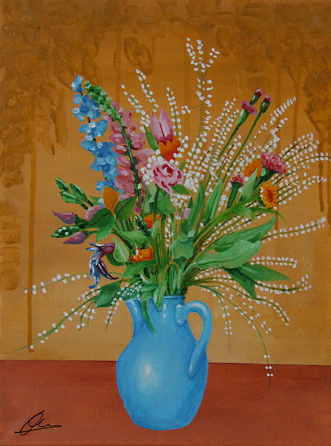 Juged Flowers Painting by Wayne Hughes