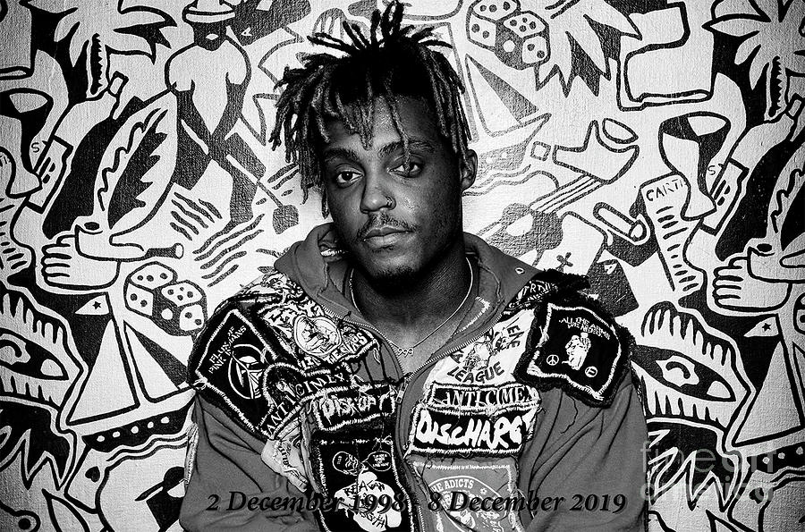 Juice Wrld - American Rapper - B and W Photograph by Doc Braham