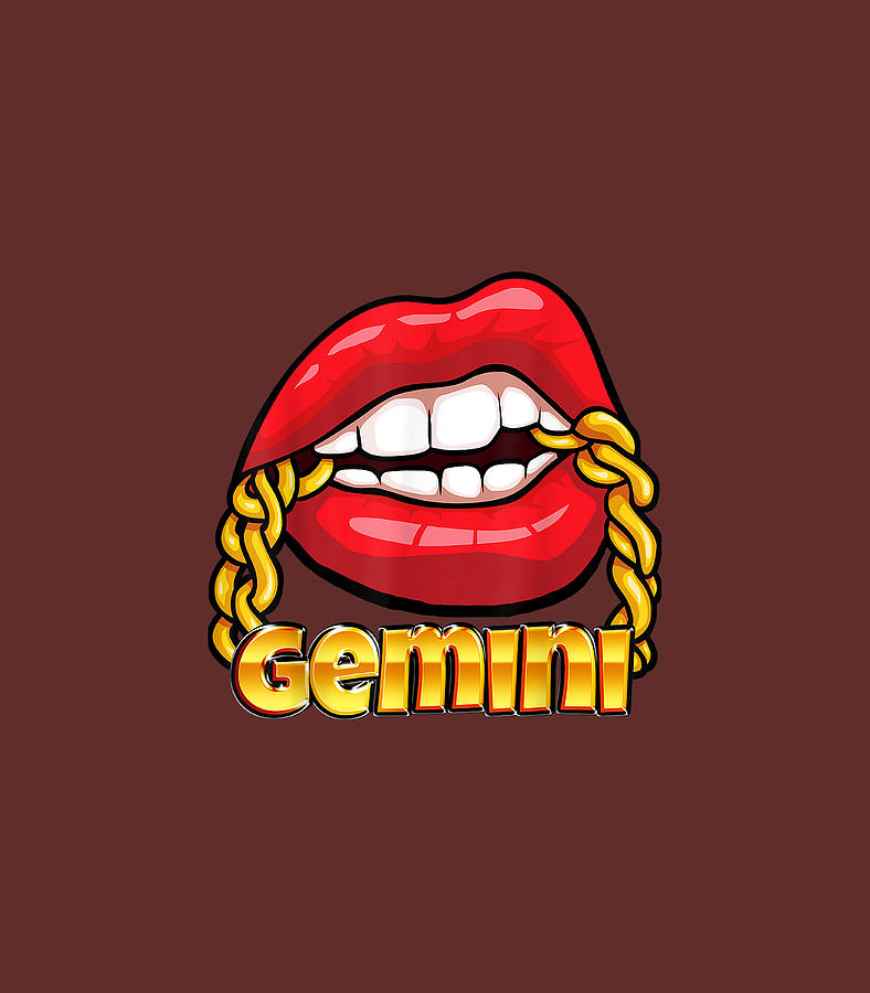 Juicy Lips Gold Chain Gemini Zodiacign Digital Art by Dylan Atarah
