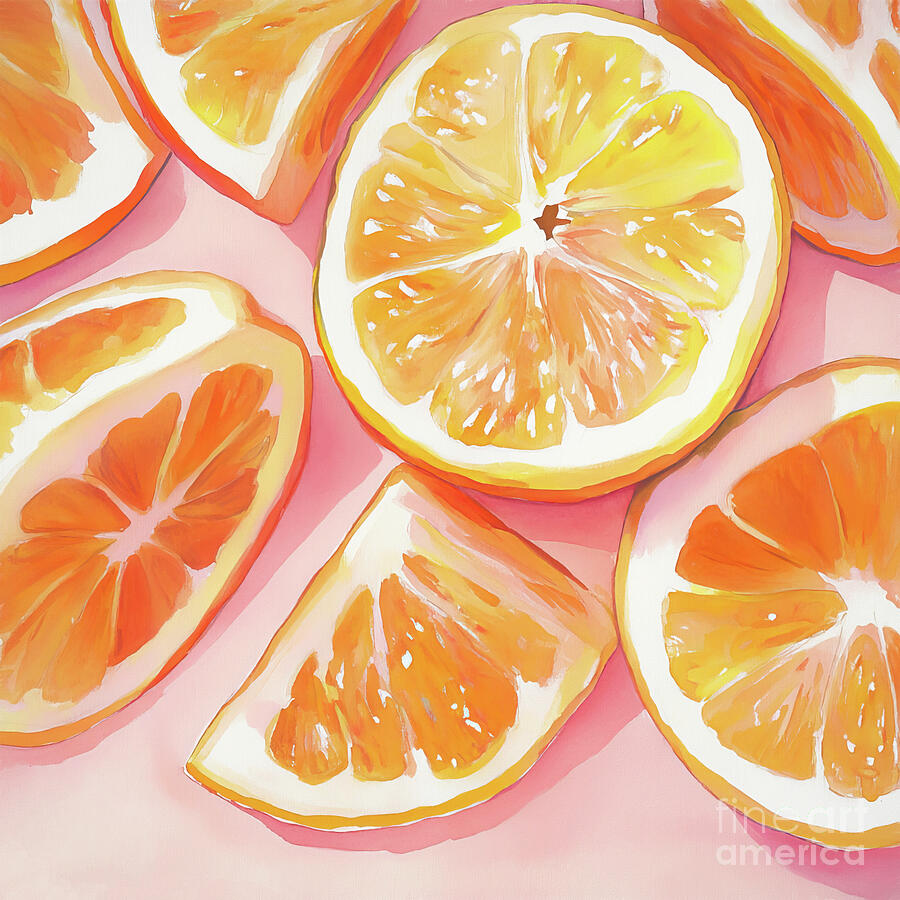 Juicy Orange Slices Painting by Tina LeCour Juicy Orange Slices Painting by Tina LeCour