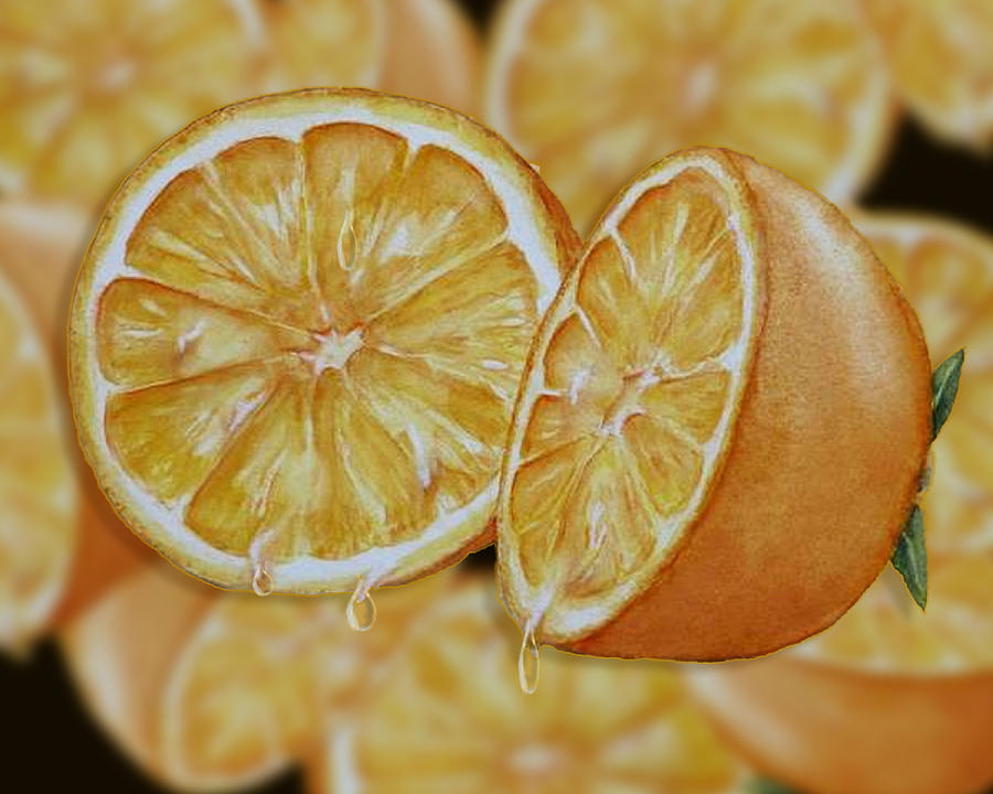 Juicy Oranges Mixed Media by Kelly Mills