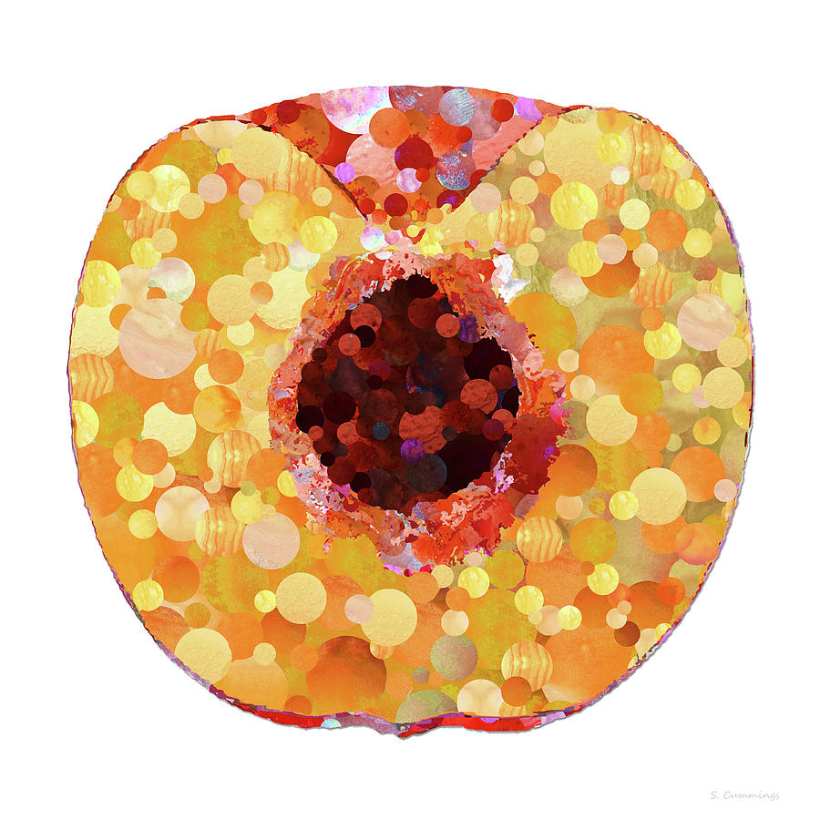 Peach Painting - Juicy Peach Fruit Art by Sharon Cummings