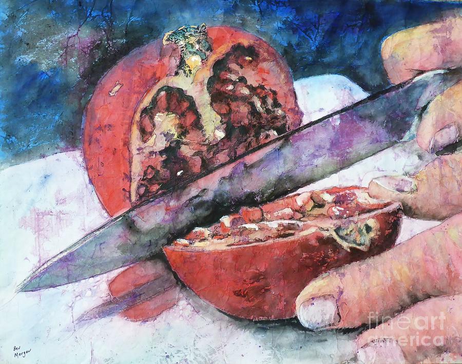 Juicy Pomegranate Painting by Bev Morgan