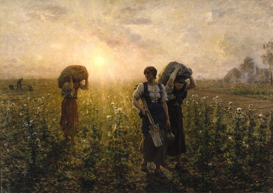 Jules Breton - The End of the working day Painting by Les Classics