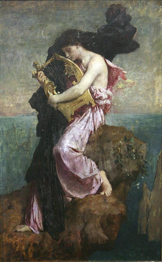Jules-elie Delaunay - Sapho embrassant sa lyre Painting by Les Classics