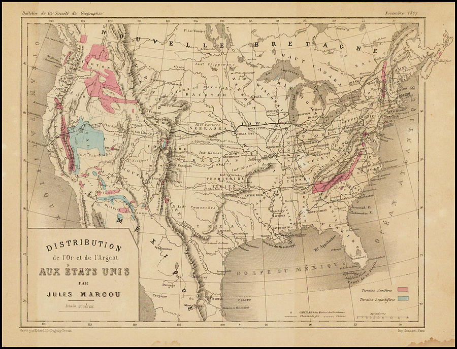 Jules Marcou Title Distribution de l_or et de l_Argent Aux Etats Unis ...