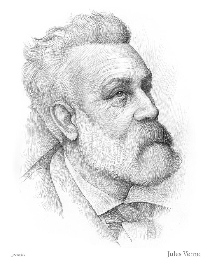 Fantasy Drawing - Jules Verne by Greg Joens Fantasy Drawing - Jules Verne by Greg Joens