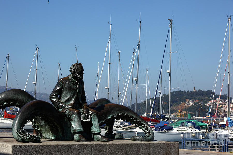 Octopus Photograph - Jules Verne Statue Vigo Spain by James Brunker