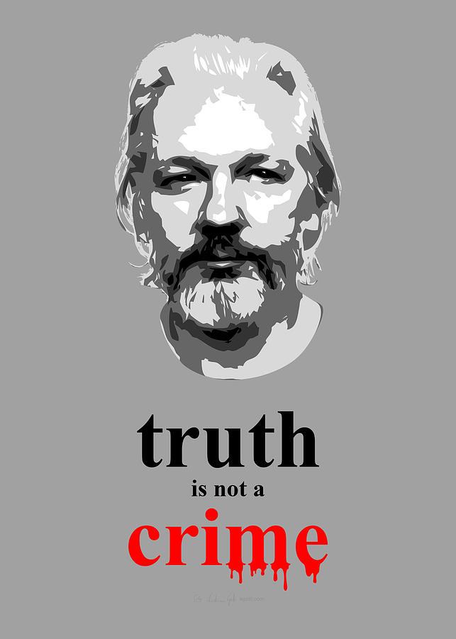Julian Assange png black text Digital Art by Andrea Gatti