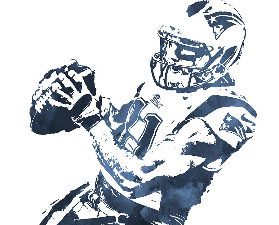 Julian Edelman NEW ENGLAND PATRIOTS WATER COLOR PIXEL ART 1 Mixed Media by  Joe Hamilton - Fine Art America