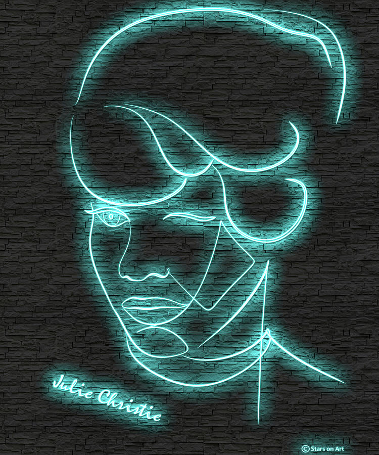 Julie Christie neon portrait Digital Art by Movie World Posters