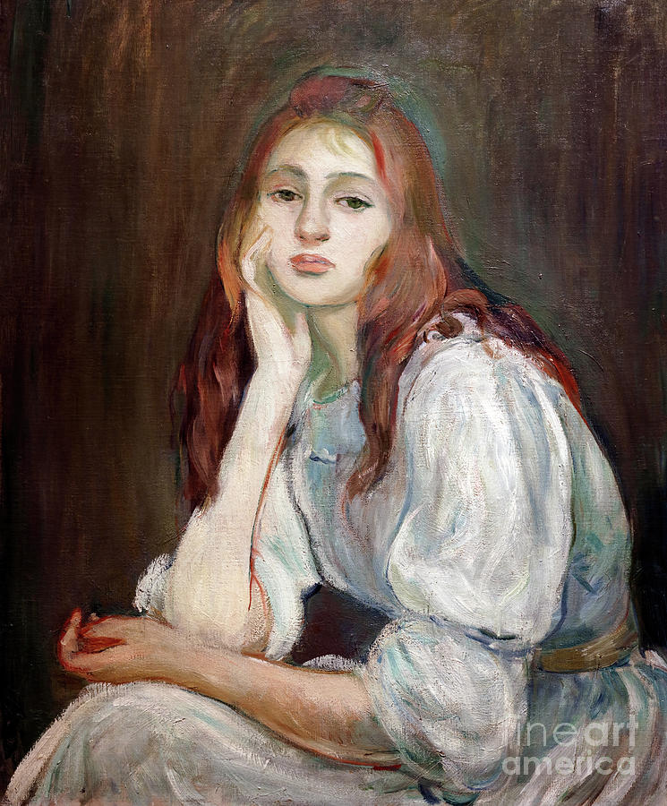 Julie Daydreaming - Remastered Painting by Berthe Morisot