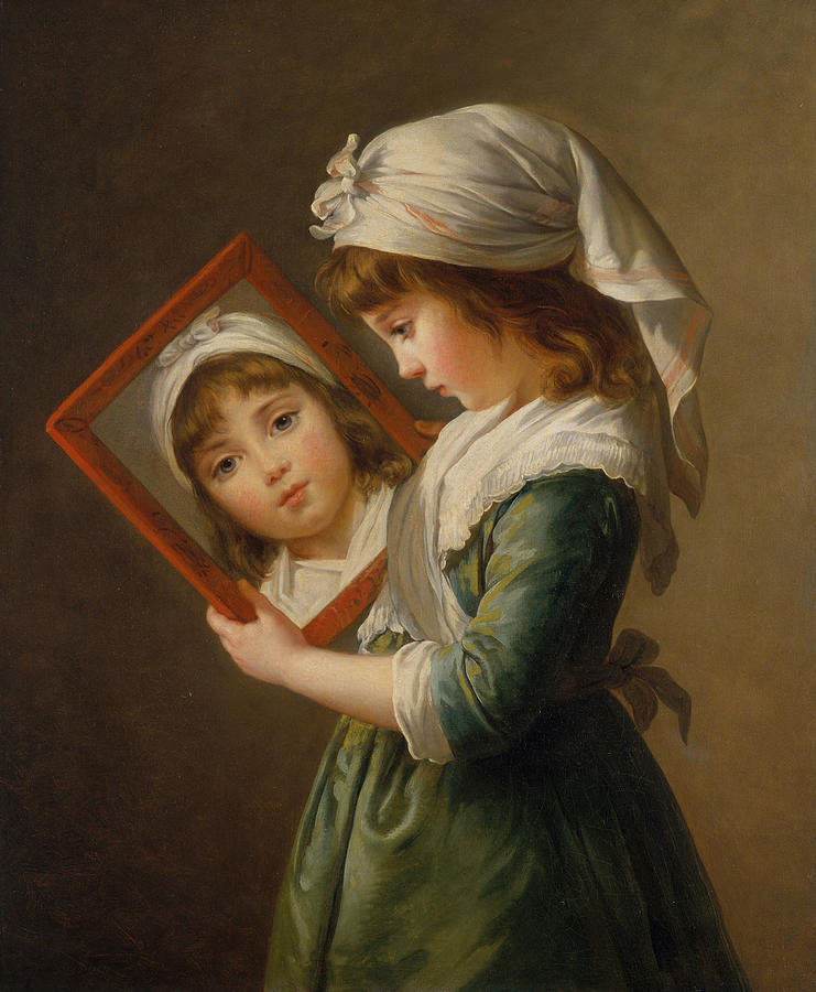 Julie Le Brun Looking in a Mirror Painting by Louise Elisabeth Vigee Le Brun