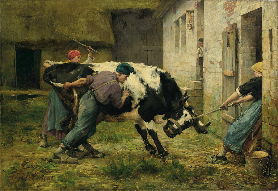 Julien Dupre  On The Farm C1886 Painting