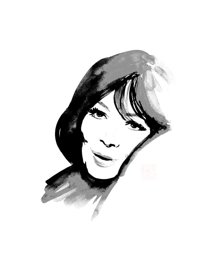 Juliette Greco Painting by Pechane Sumie