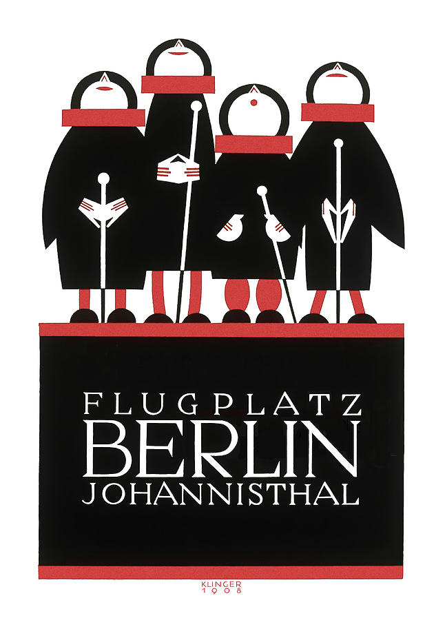 Julius Klinger posters - Flugplatz Berlin Johannisthal, Air field advertisement Drawing by Julius Klinger