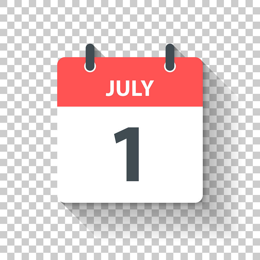 July 1 - Daily Calendar Icon in flat design style Drawing by Bgblue