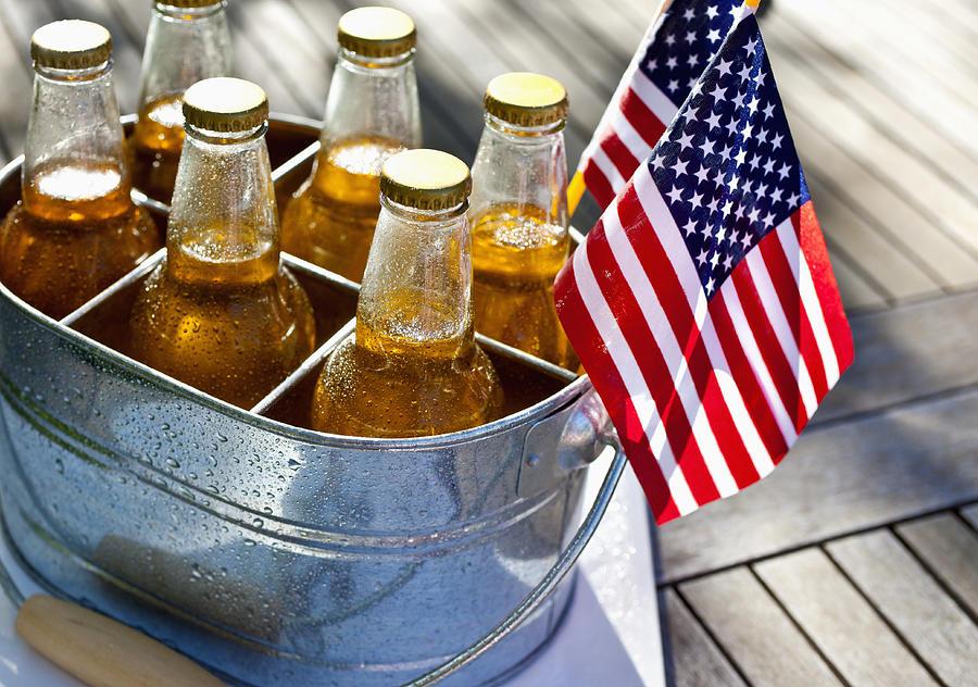 July 4th, Beer and American flags. Photograph by Love_life