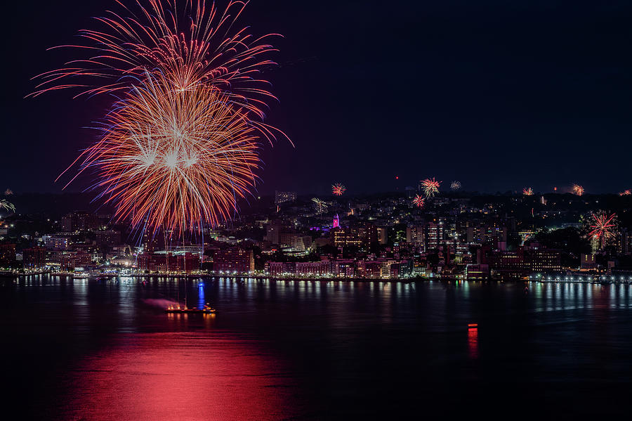 July 4th fireworks along the Yonkers waterfront - 1 Photograph by Kevin Suttlehan