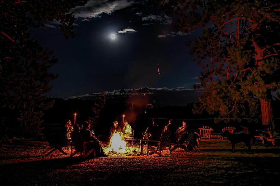 July Full Moon Over A Buck Lake Campfire Photograph by Dale Kauzlaric