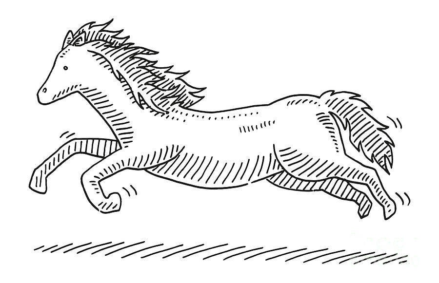 Jumping Cartoon Horse Drawing Drawing by Frank Ramspott - Fine Art America