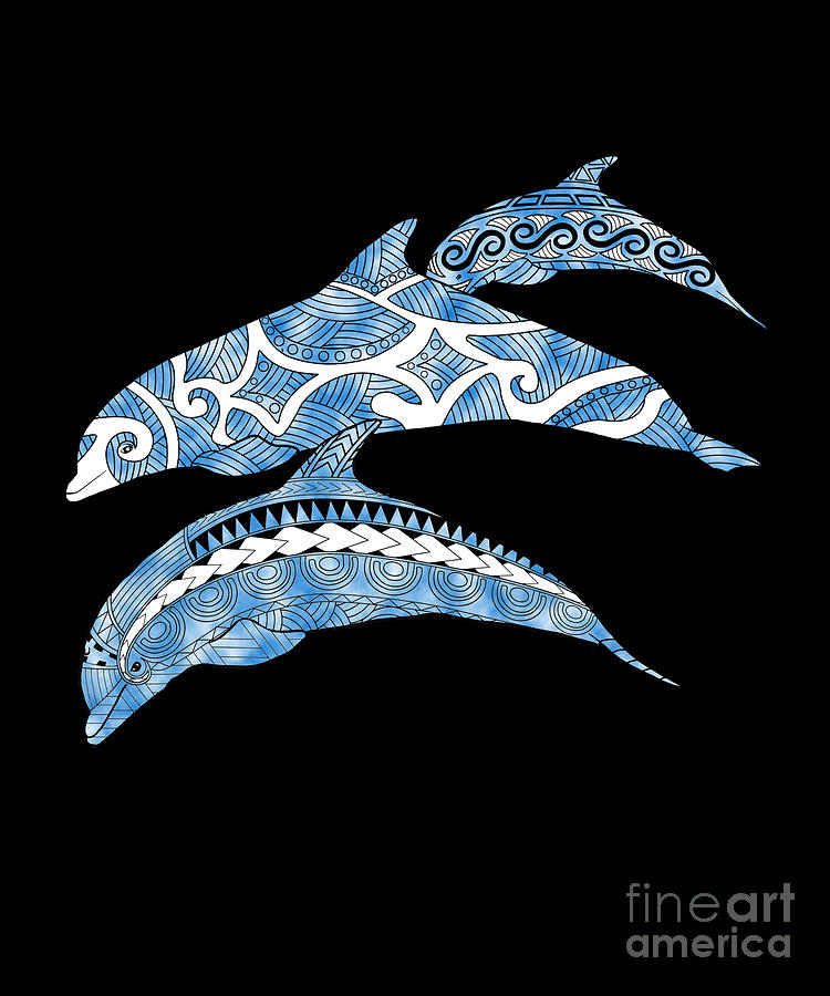 Jumping Dolphins Tribal Ocean Animals Digital Art by MacDonald Creative