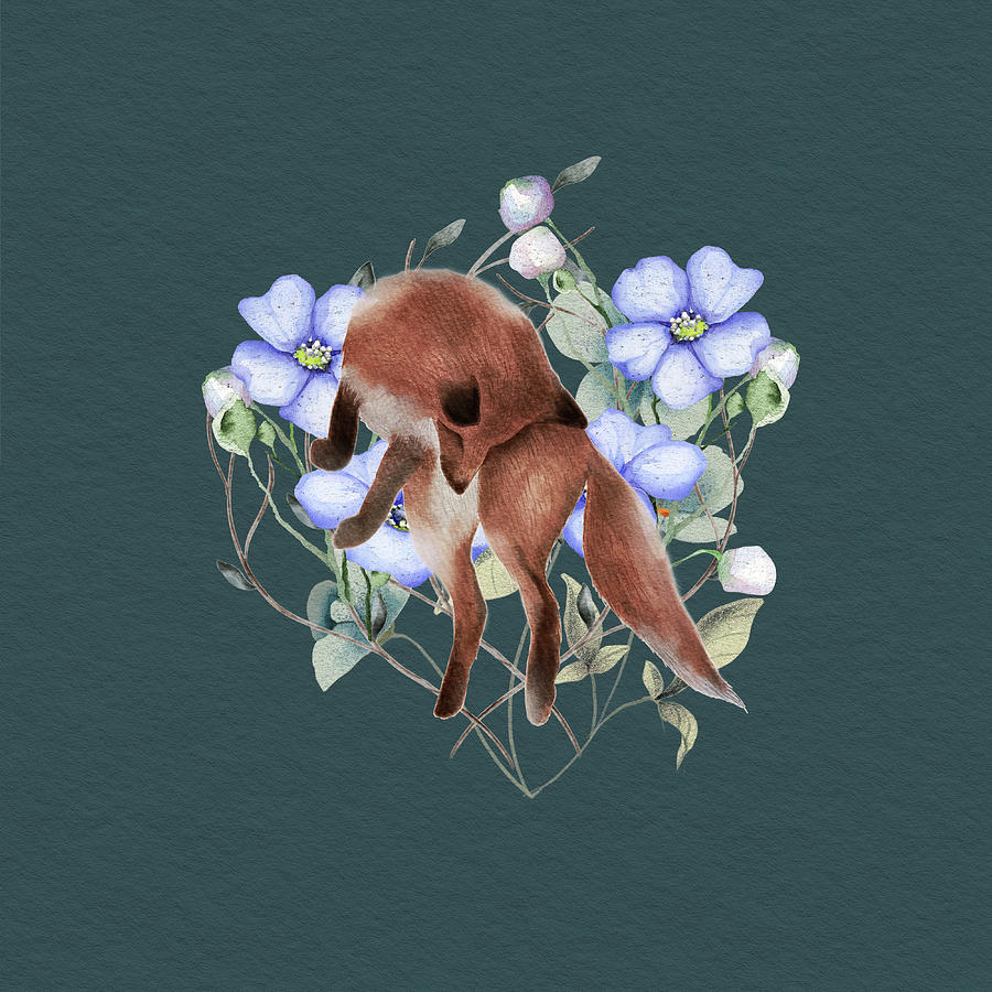 Jumping Fox With Flowers Painting by Garden Of Delights
